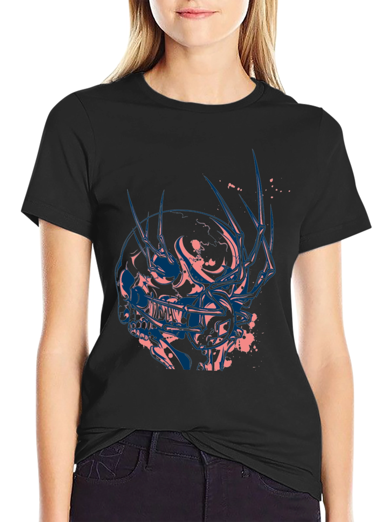 Edgy Skull Graphic Black T-Shirt