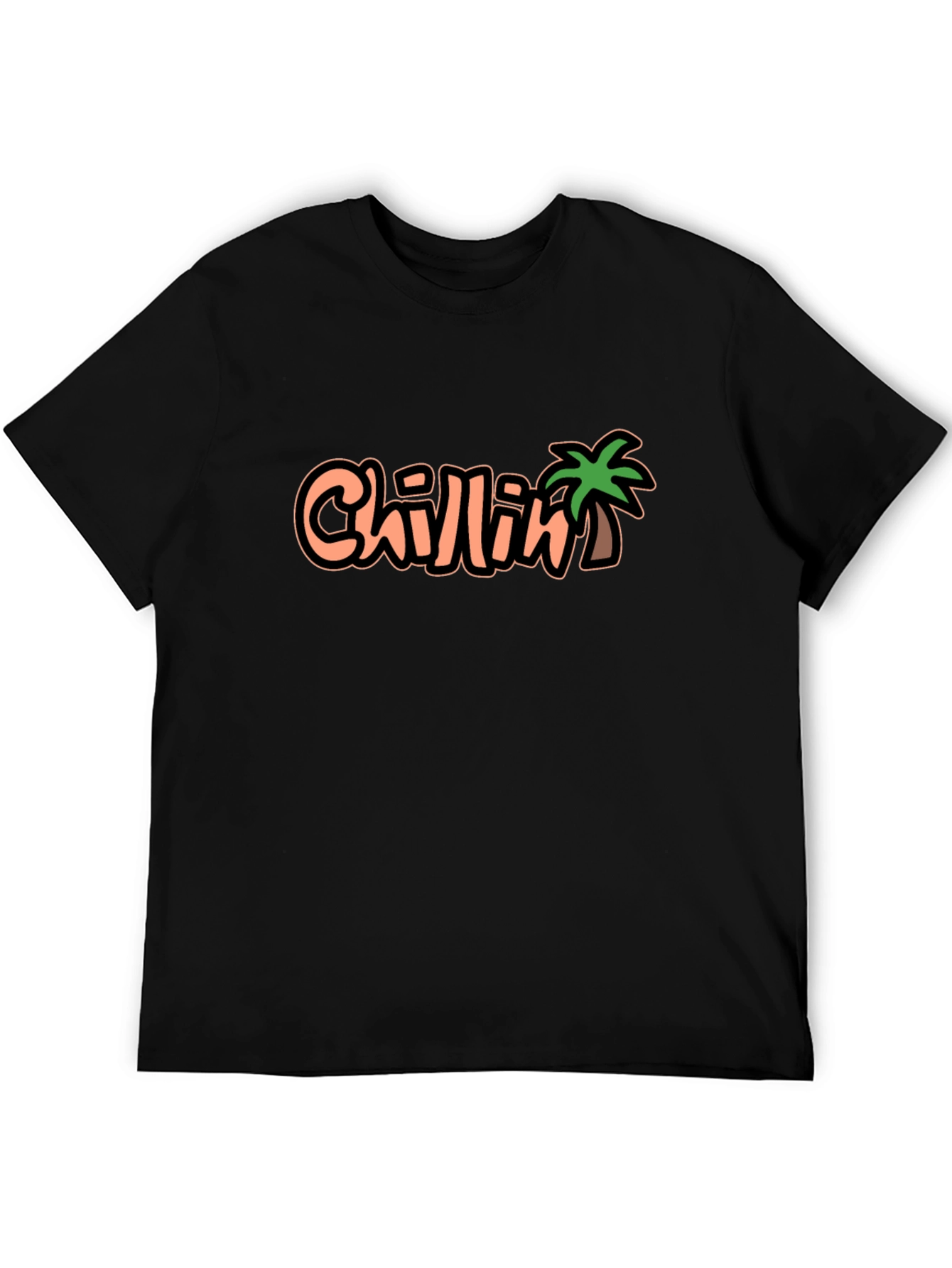 Chillin Palm Tree Graphic Black T-Shirt