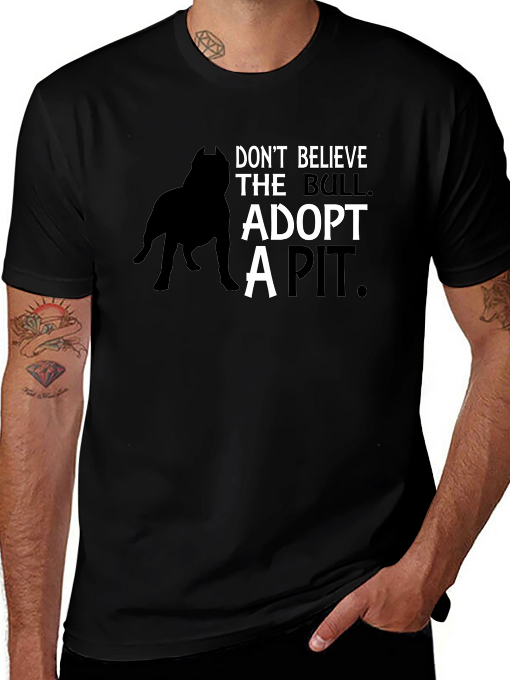 Adopt a Pit Bull T-Shirt - Black