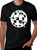 Checkered Globe Starburst Black T-Shirt