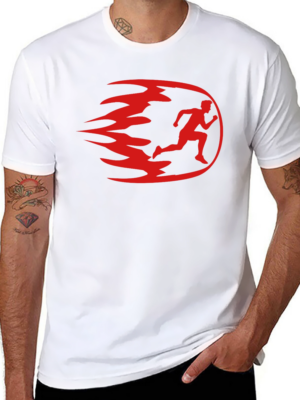 Mens Black Running Graphic T-Shirt
