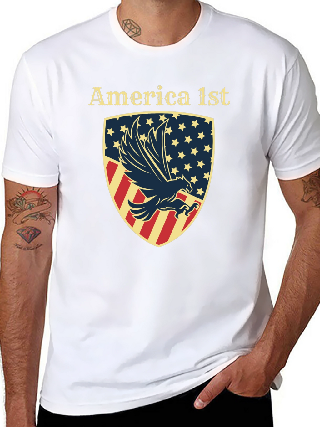 America First Eagle Shield Graphic T-Shirt