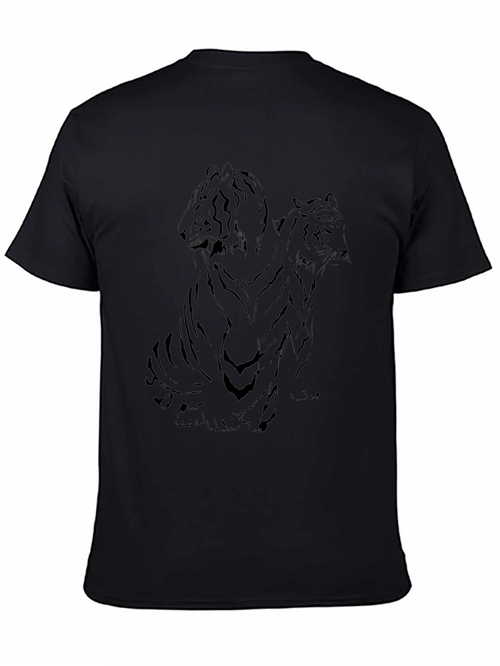 Two Tigers Graphic Print Black T-Shirt