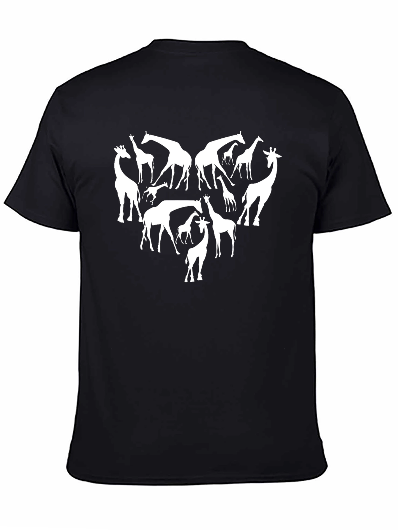 Giraffe Heart T-Shirt - Black Crew Neck Tee