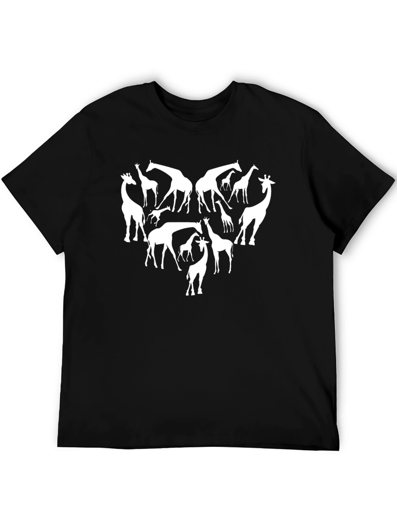 Giraffe Heart T-Shirt - Black Crew Neck Tee