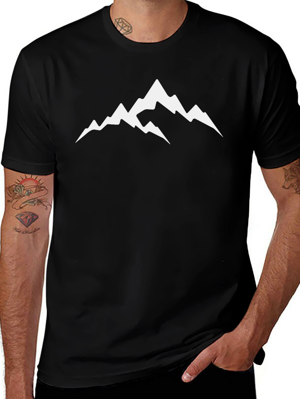 Mens Black Mountain Graphic T-Shirt