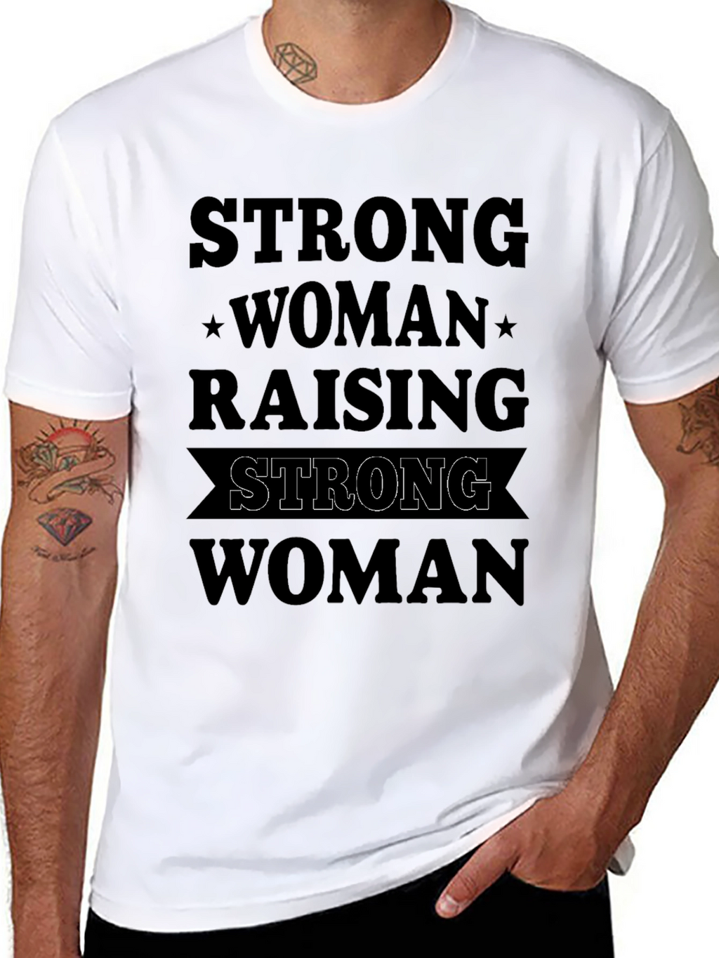 Strong Woman Raising Strong Woman Black Graphic Tee
