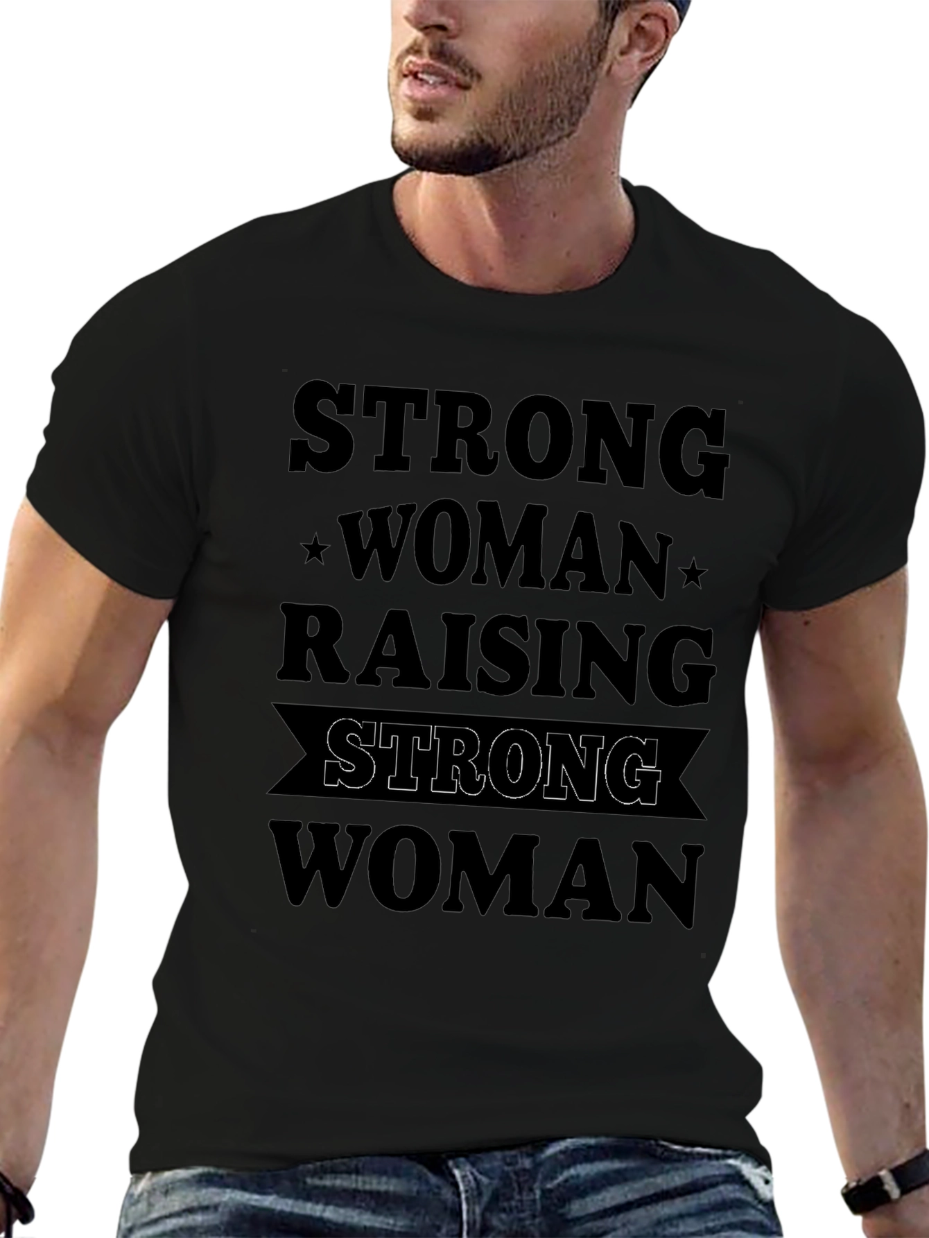 Strong Woman Raising Strong Woman Black Graphic Tee