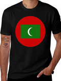 Maldives Flag T-Shirt - Black Cotton Tee