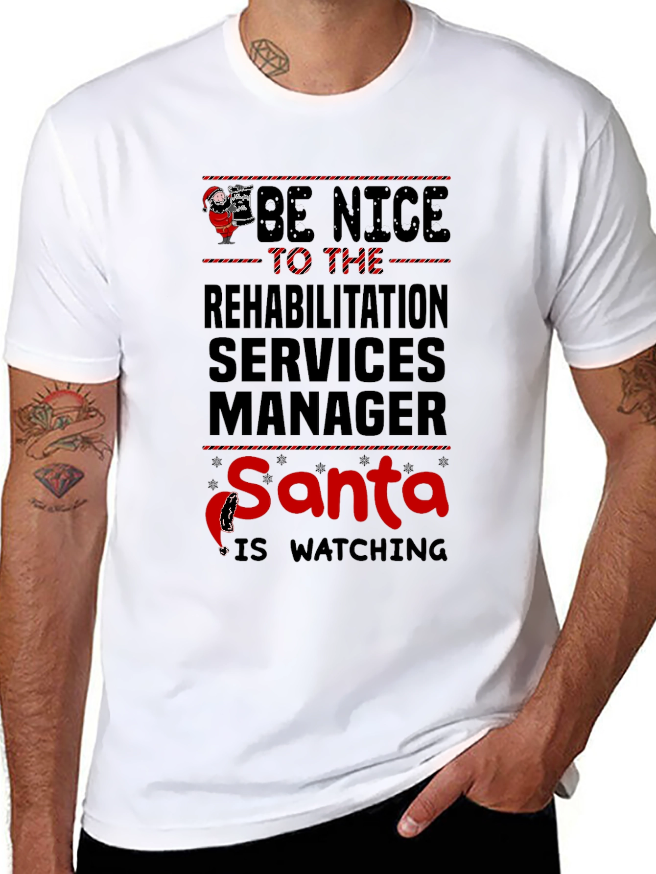 Rehabilitation Services Manager Santa Watching T-Shirt