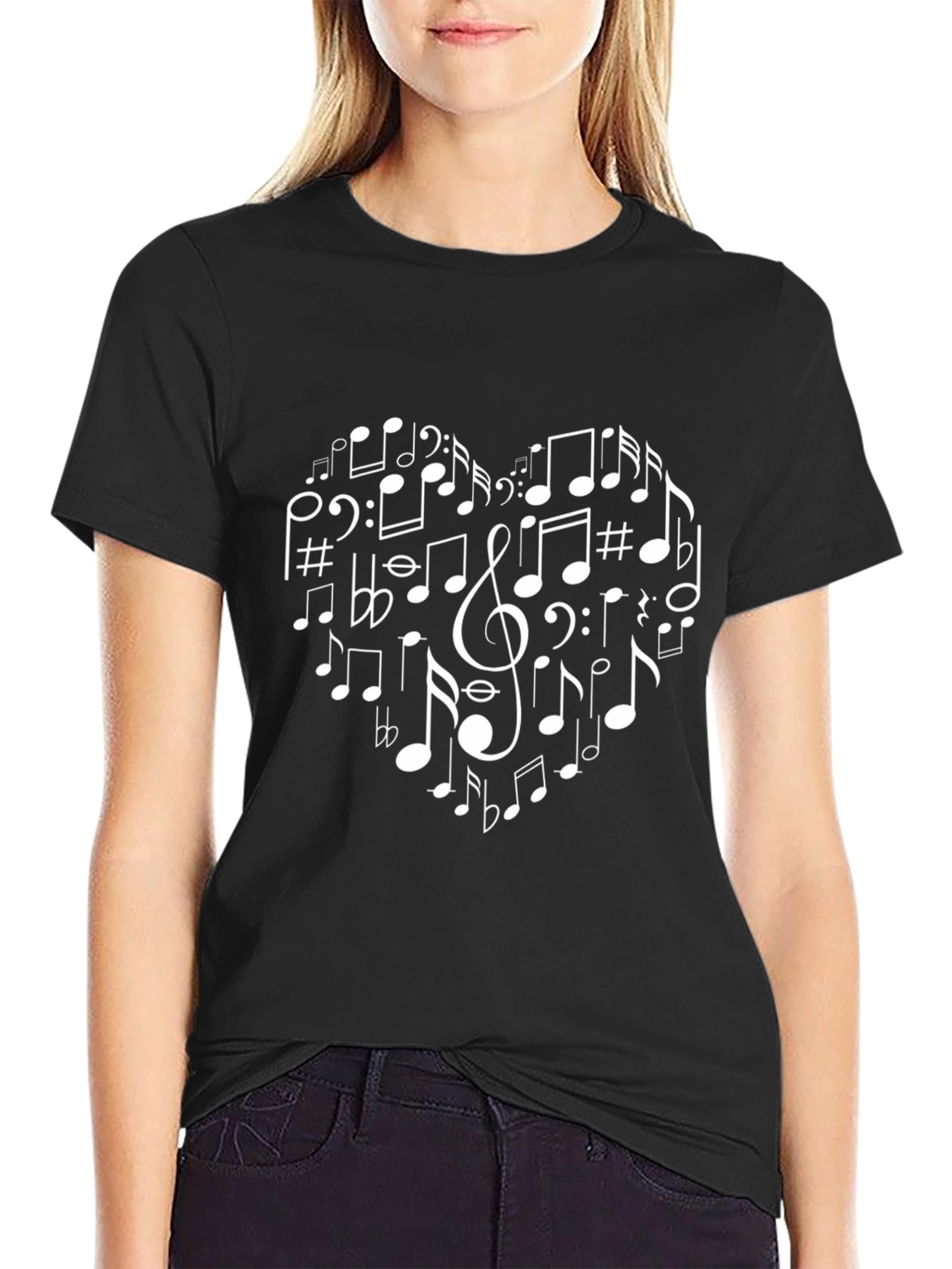 Musical Heart T-Shirt - Black Cotton Tee