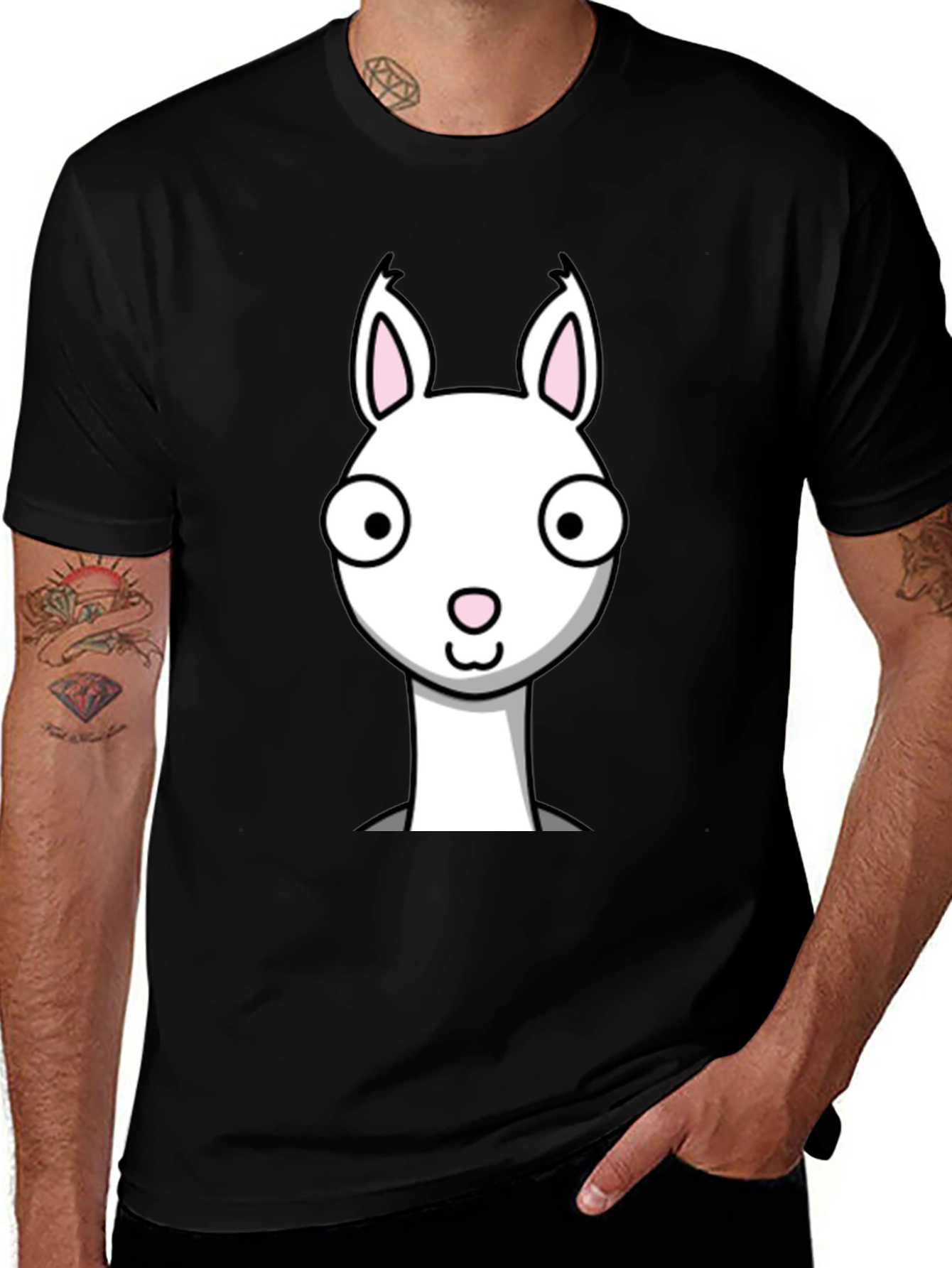 Funny Llama Graphic Tee - Black Cotton T-Shirt