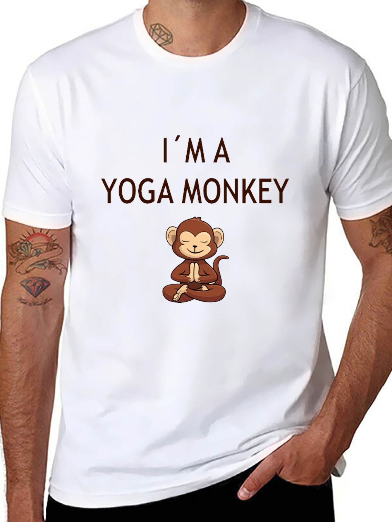 Yoga Monkey T-Shirt - Mens Black Cotton Tee
