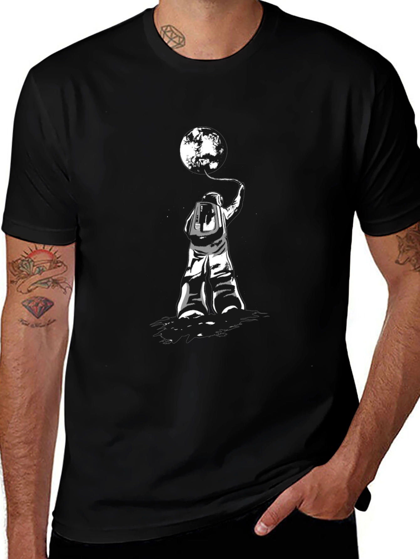 Astronaut & Moon T-Shirt - Stylish Graphic Tee