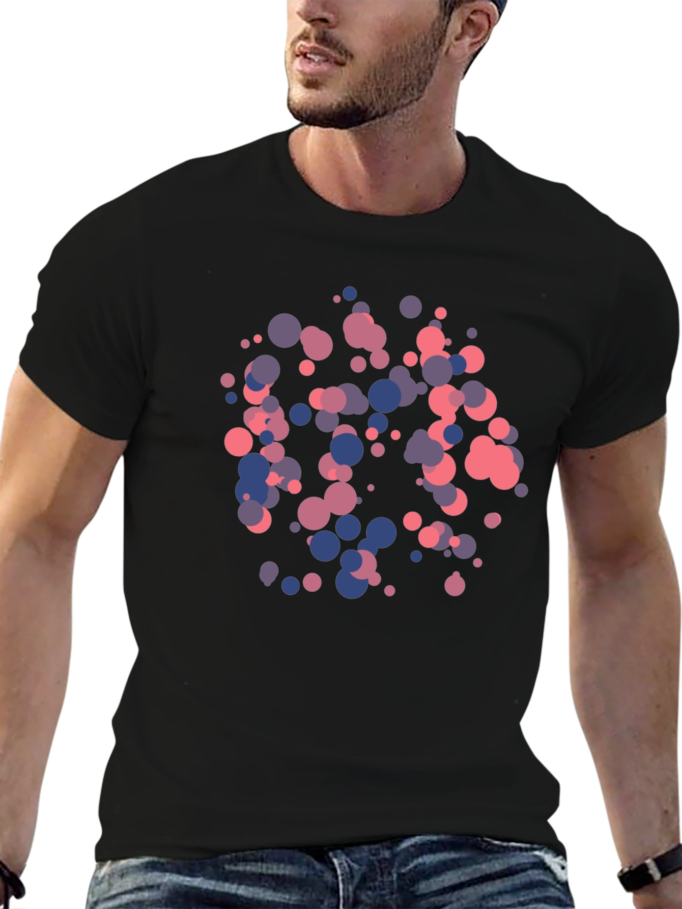 Abstract Dot Pattern Black T-Shirt