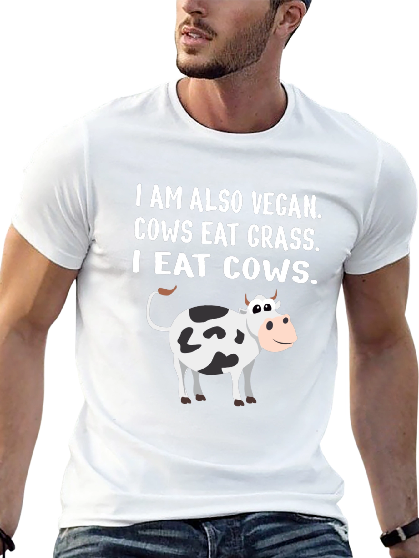 Vegan I Eat Cows T-Shirt Funny Meat Eater Tee