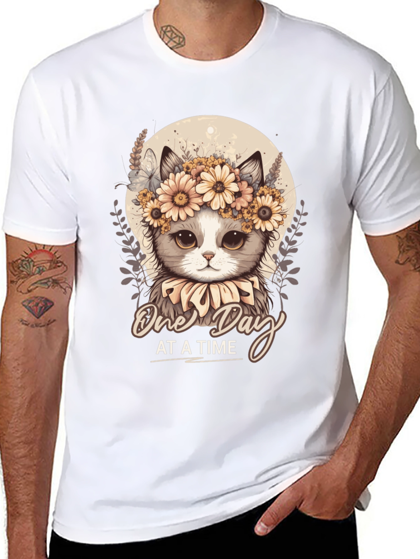 Cute Cat T-Shirt: One Day At A Time