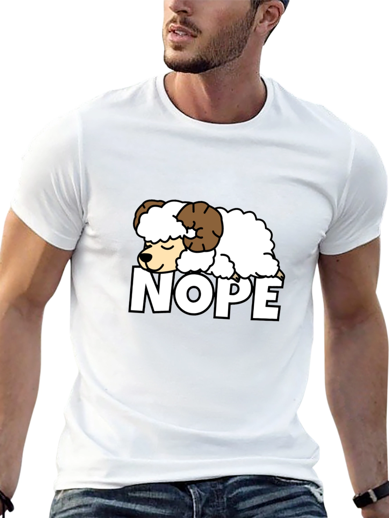 Nope Sheep Graphic Tee - Funny Lazy Animal T-Shirt