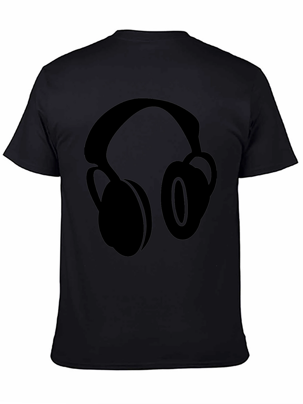 Black T-Shirt with Headphone Graphic