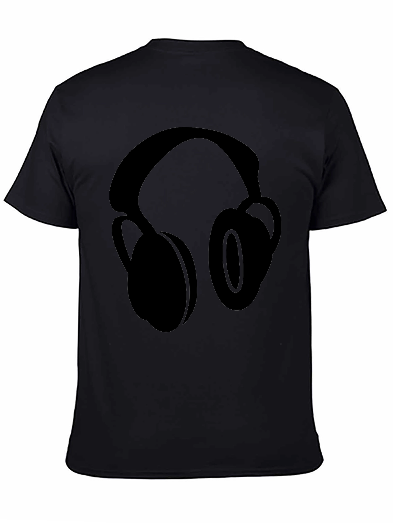 Black T-Shirt with Headphone Graphic