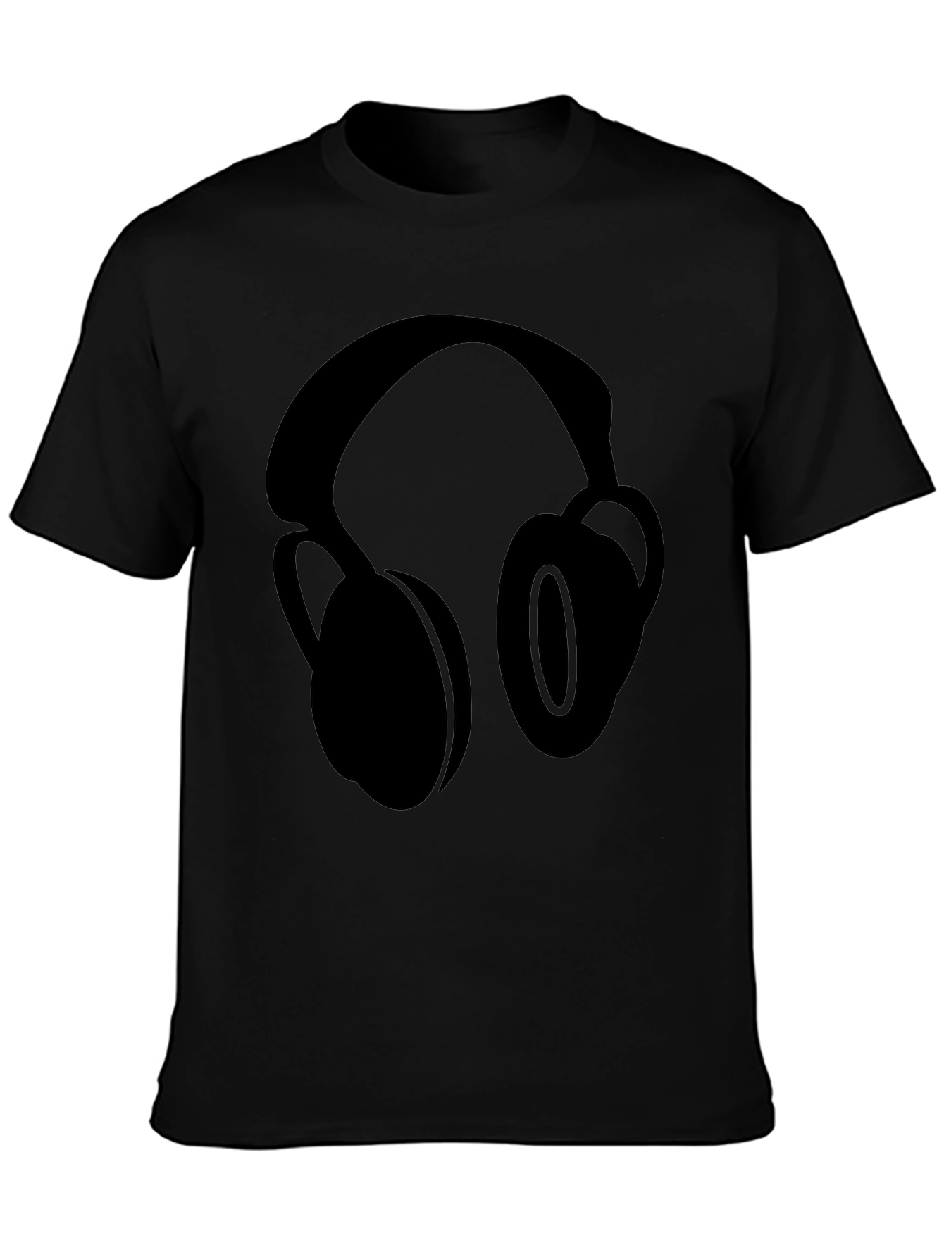 Black T-Shirt with Headphone Graphic