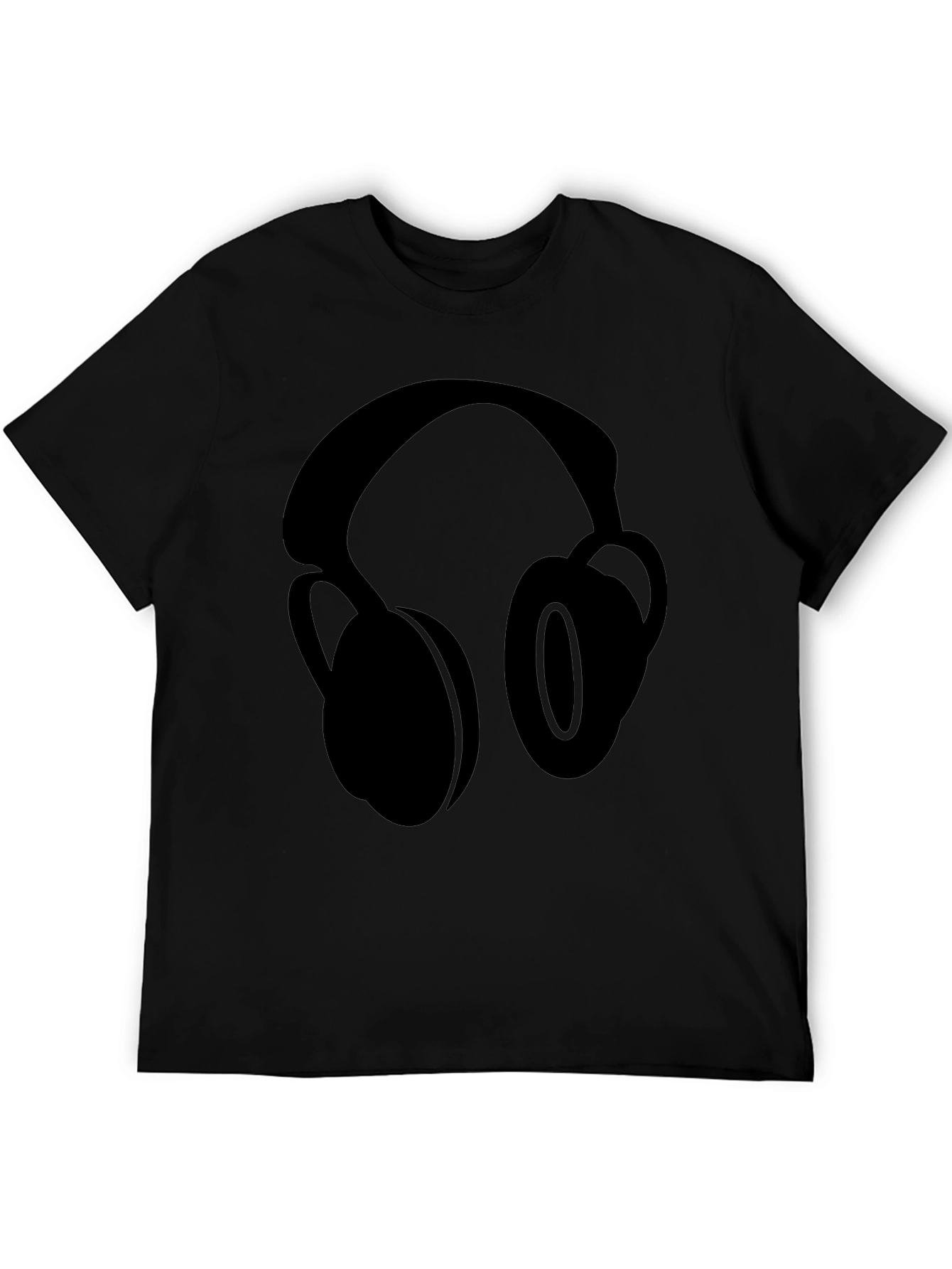 Black T-Shirt with Headphone Graphic