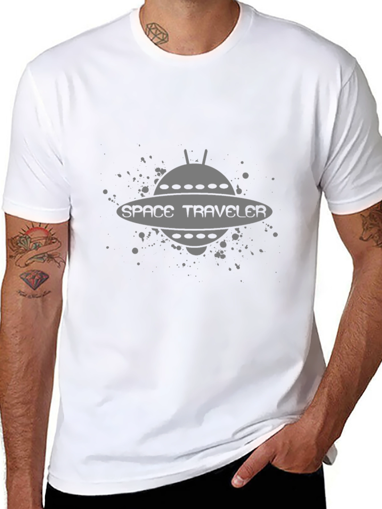 Space Traveler Graphic Tee - Black Cotton Comfort