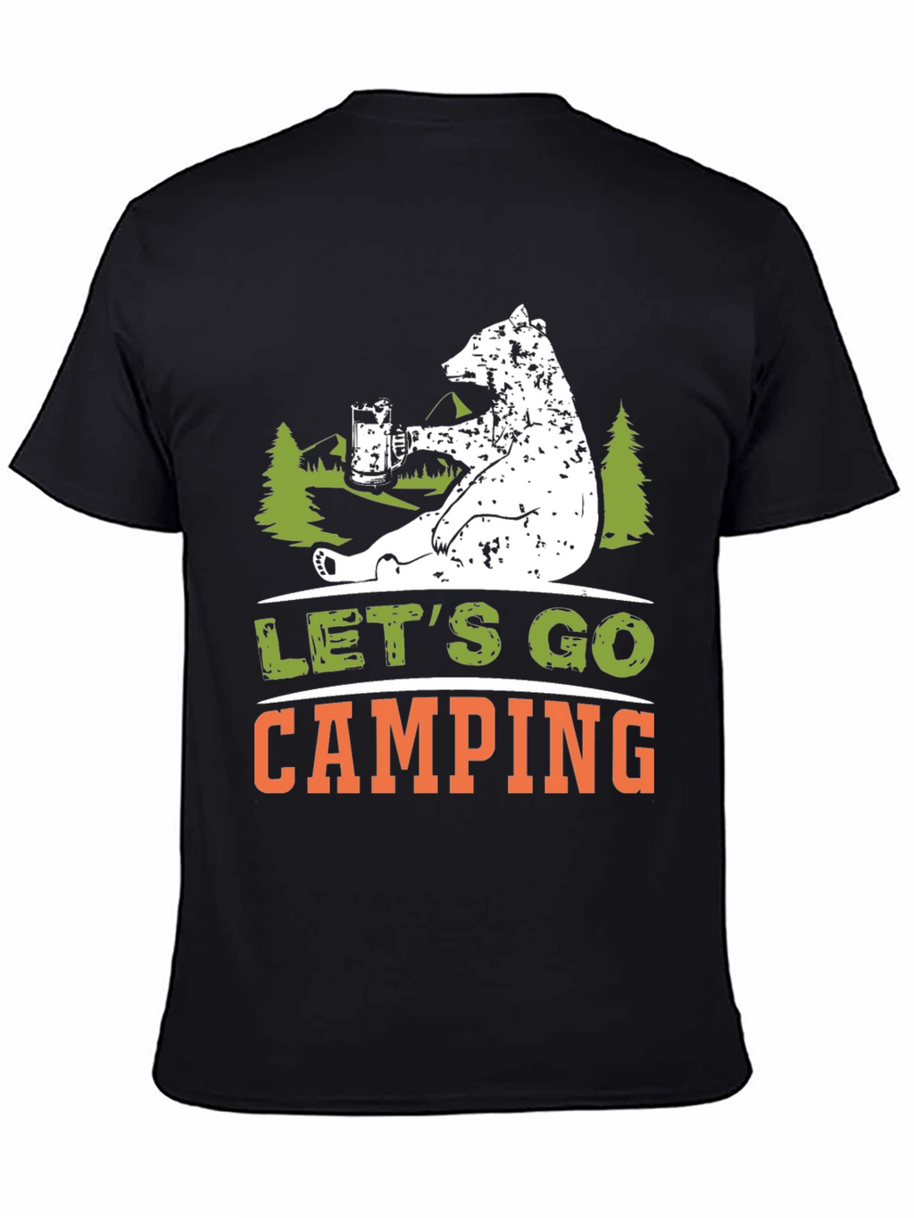 Lets Go Camping Bear Graphic T-Shirt