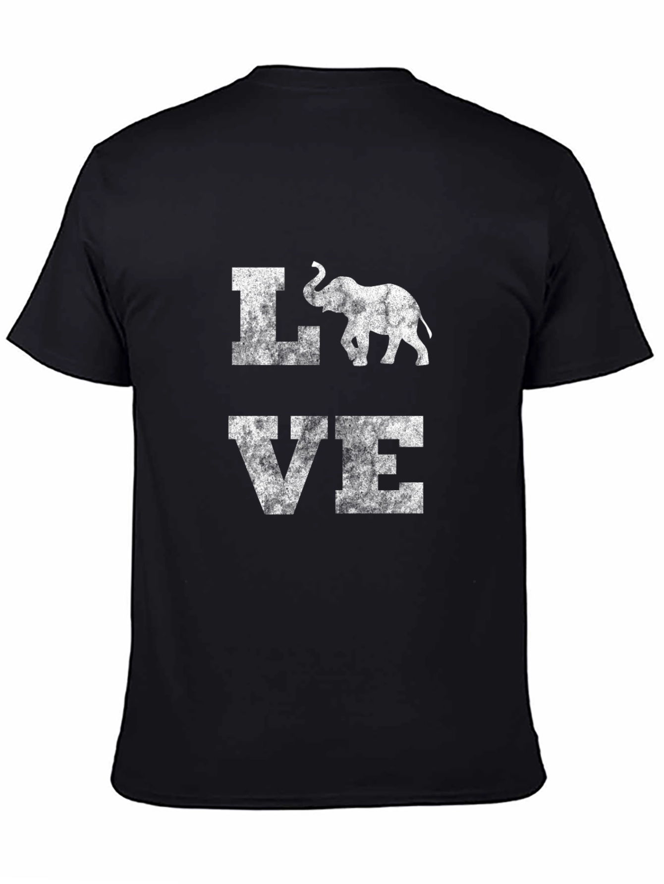 Love Elephant Graphic Print Black T-Shirt