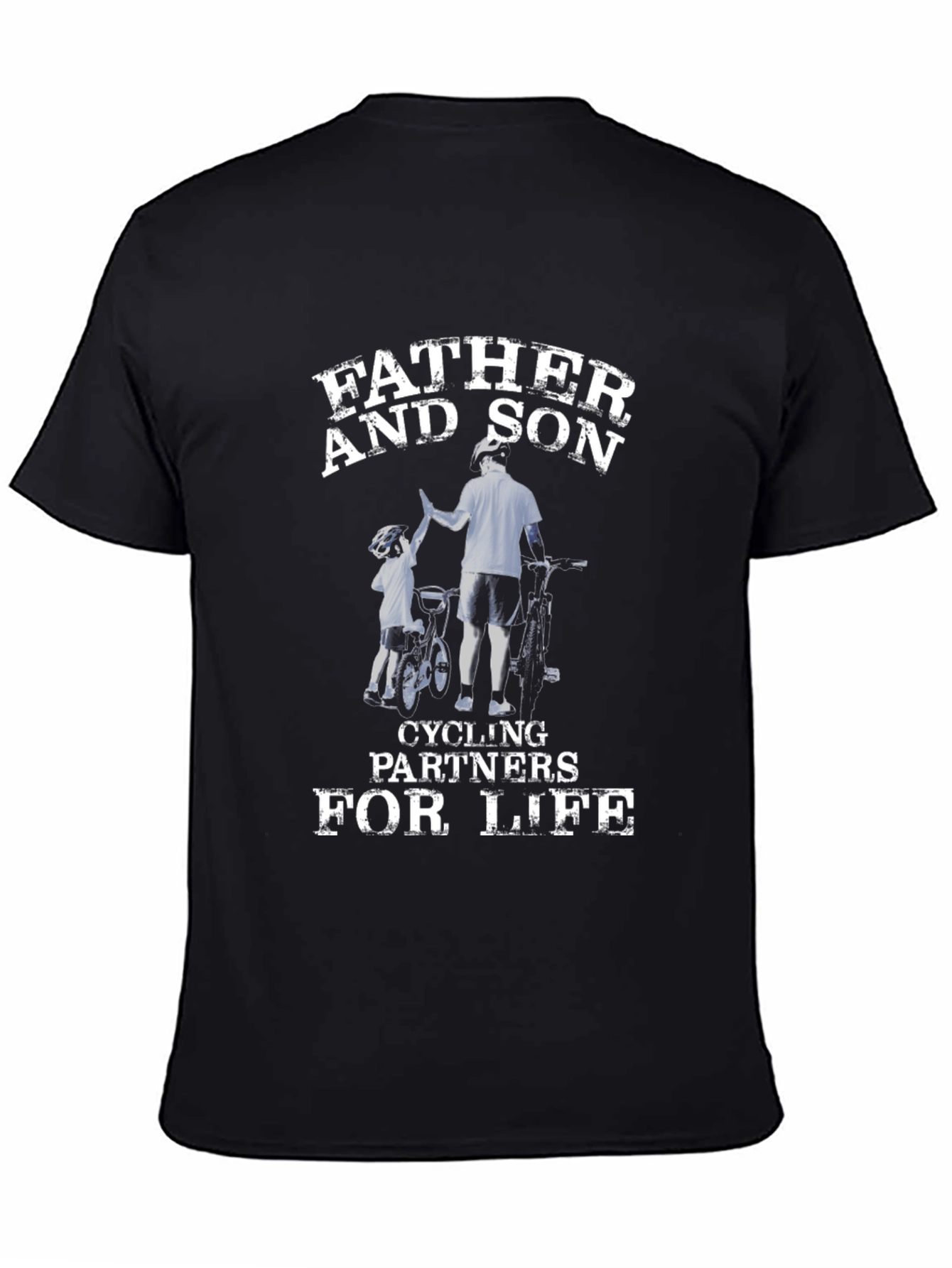 Father and Son Cycling Partners Black T-Shirt