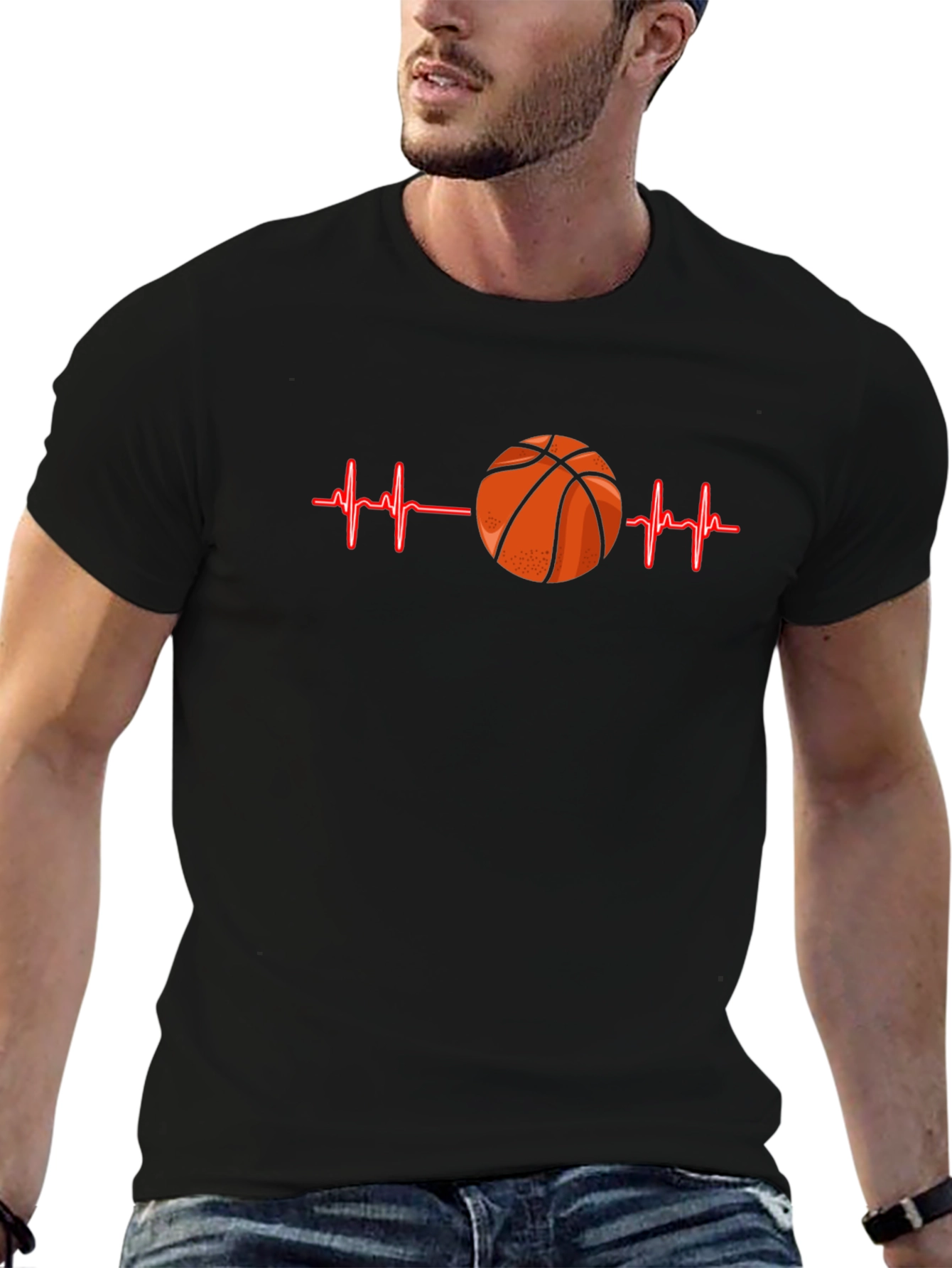 Basketball Heartbeat Graphic T-Shirt