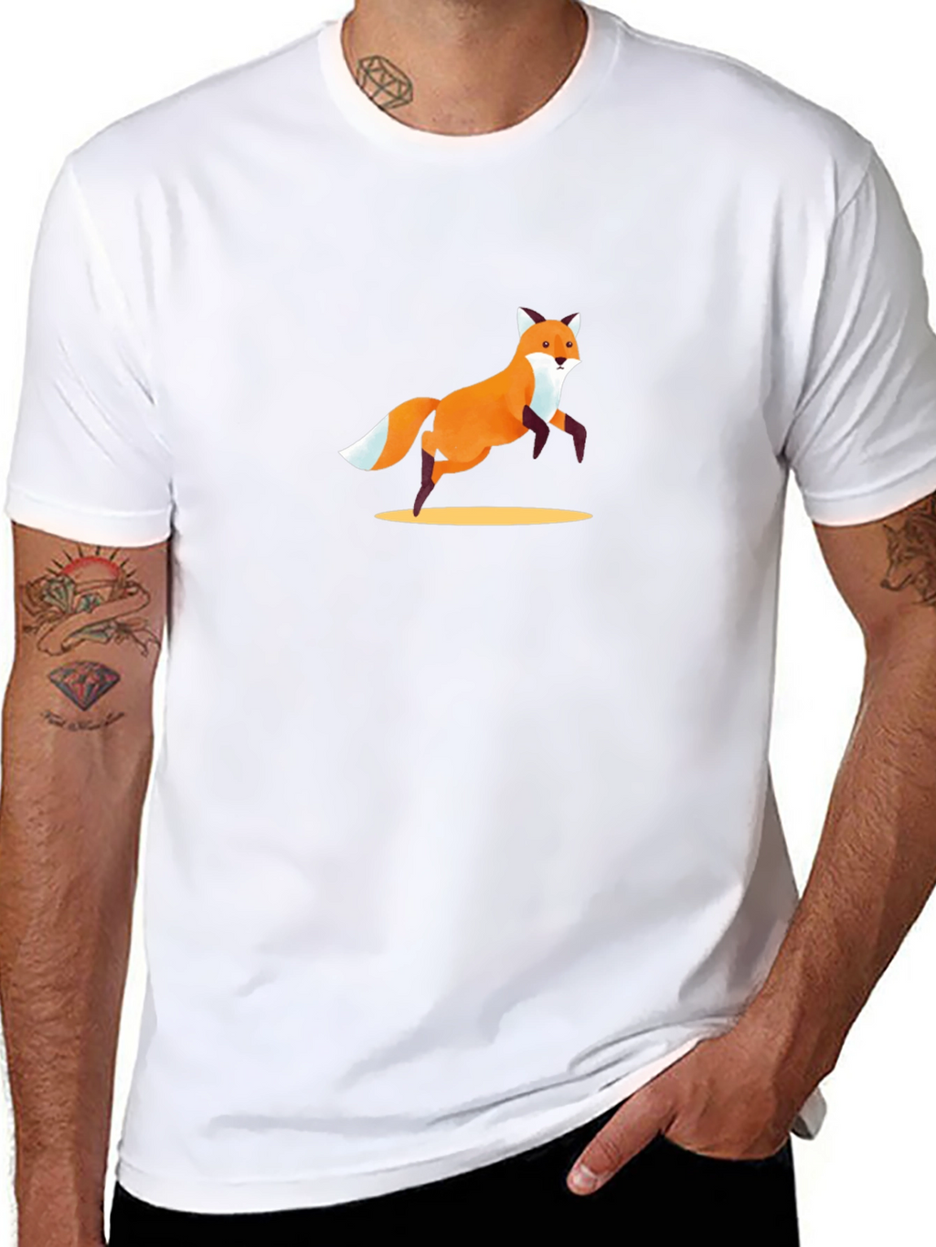 Fox Graphic Tee - Black Cotton Casual T-Shirt