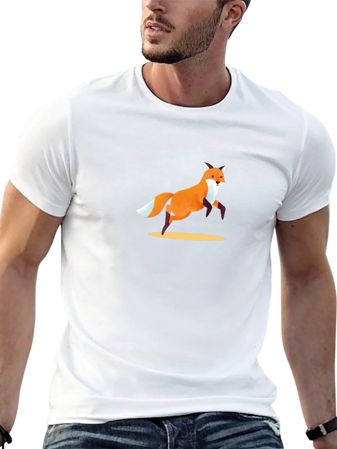 Fox Graphic Tee - Black Cotton Casual T-Shirt