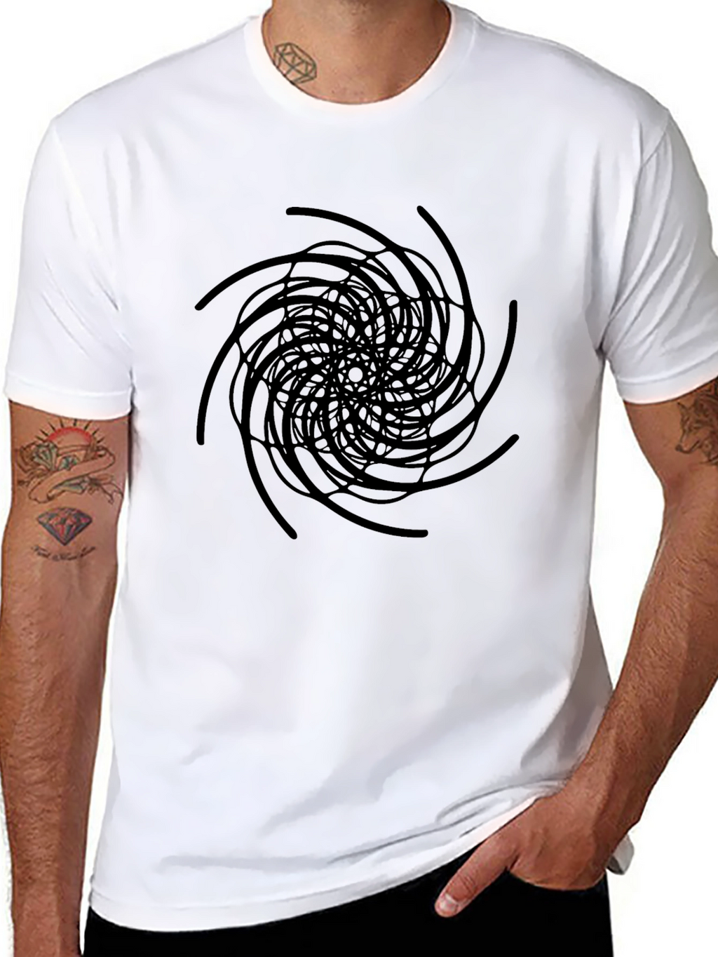 Abstract Swirl Graphic Black T-Shirt