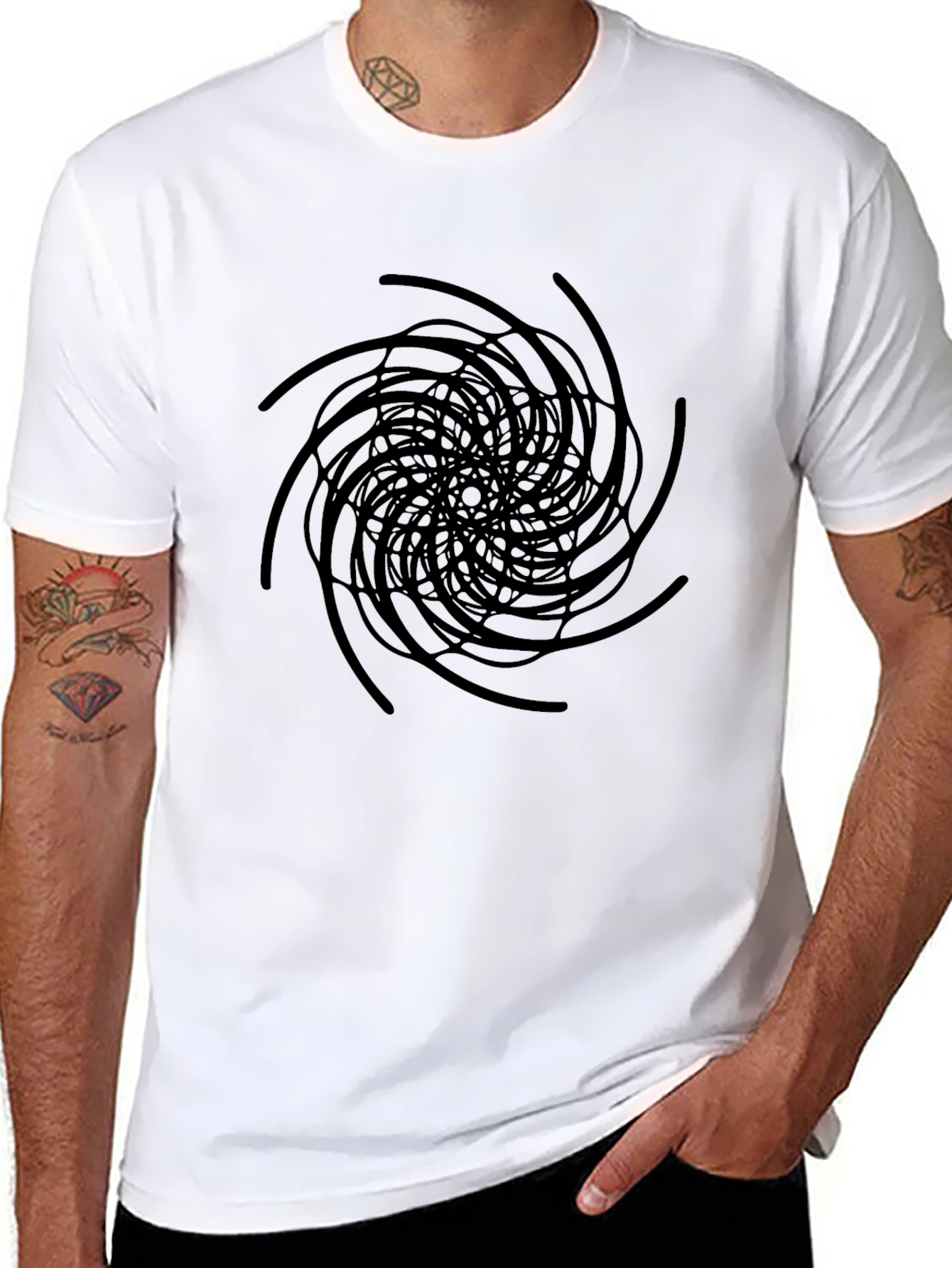 Abstract Swirl Graphic Black T-Shirt