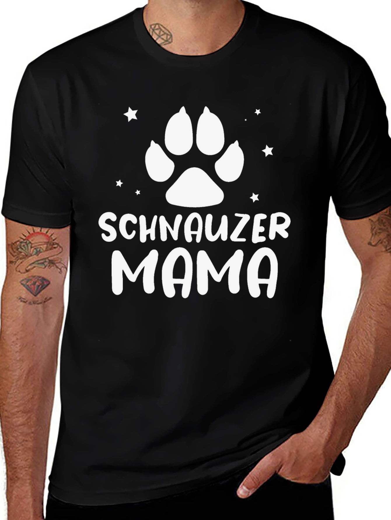 Schnauzer Mama T-Shirt - Dog Paw Print Graphic Tee