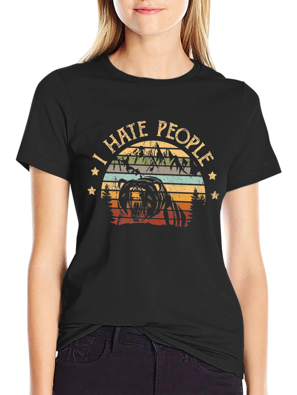 I Hate People Bear Graphic T-Shirt