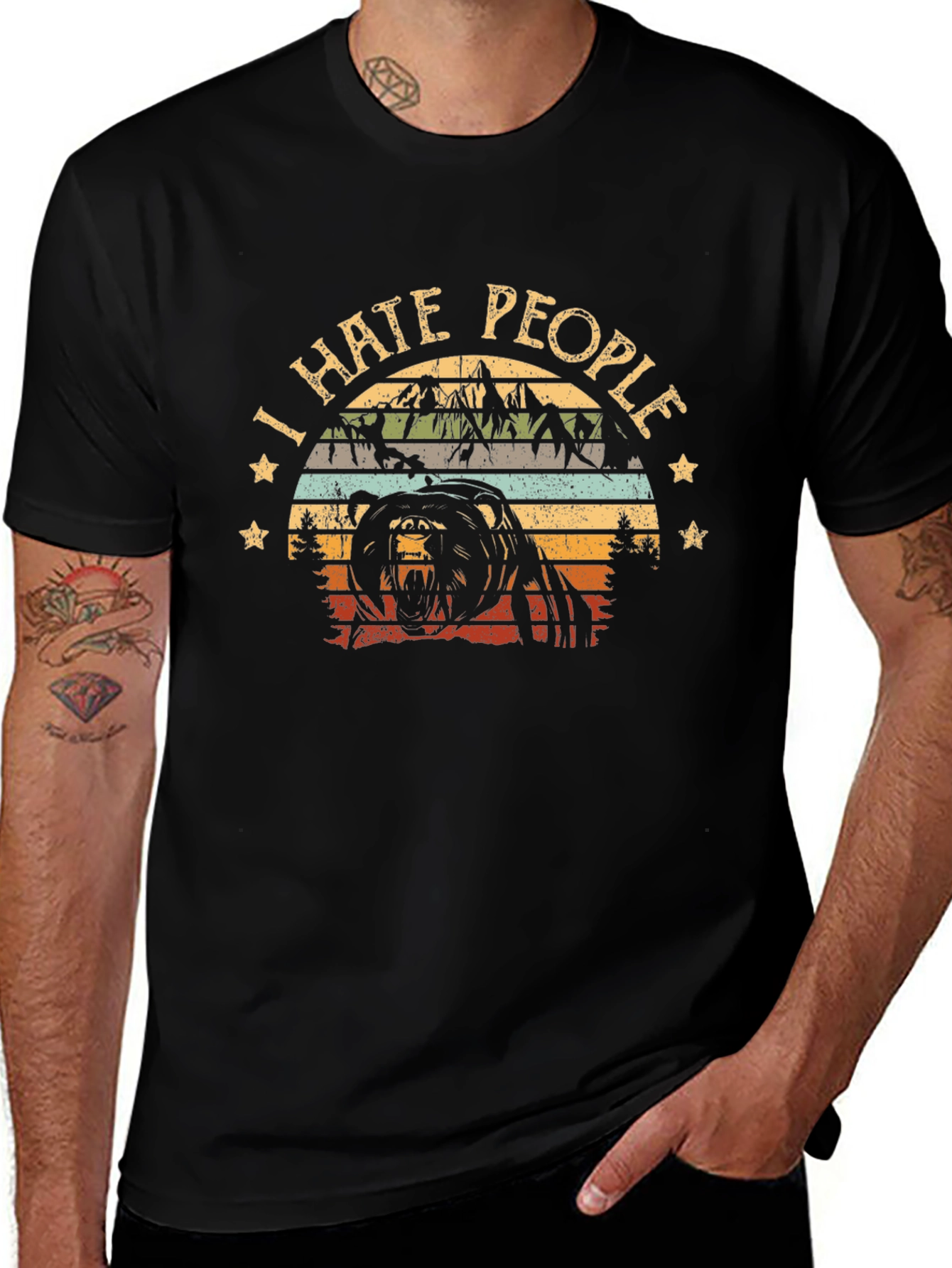 I Hate People Bear Graphic T-Shirt