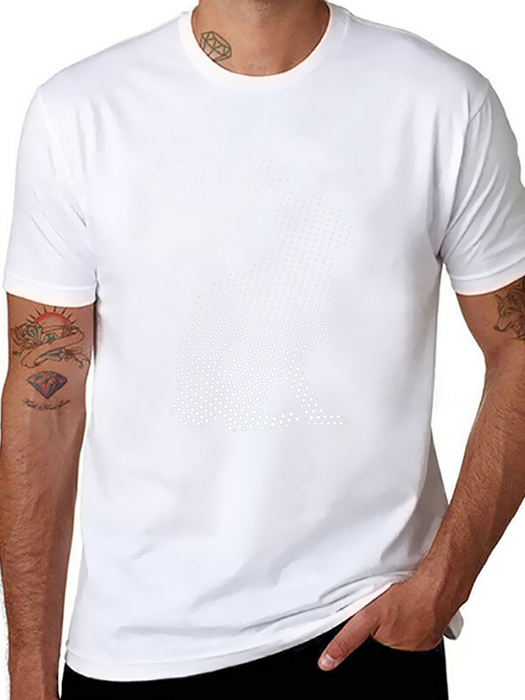 Rabbit Dot Art Black T-Shirt