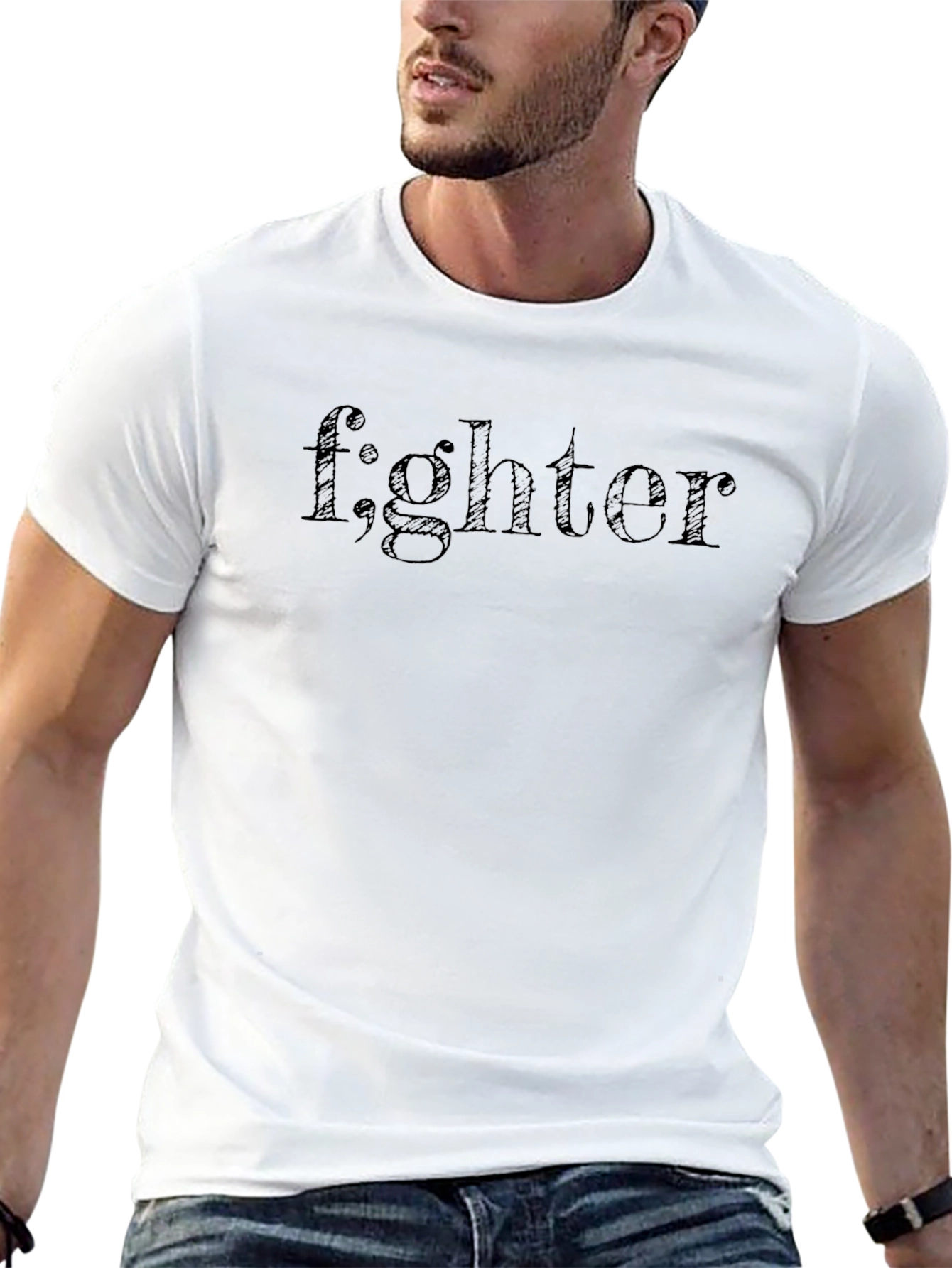 Fighter Black Cotton T-Shirt - Edgy Graphic Tee