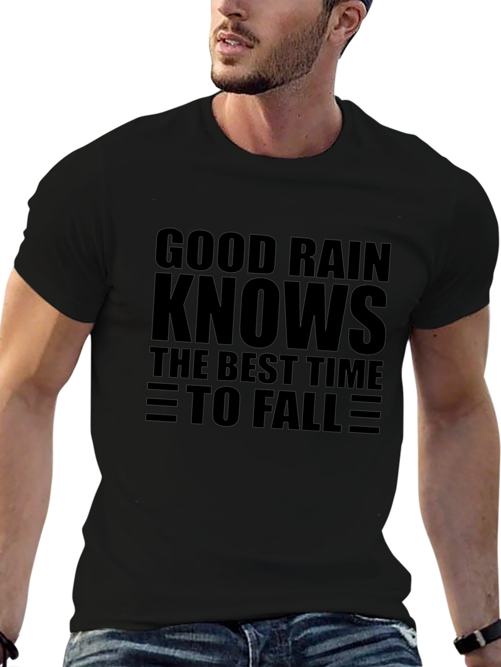 Good Rain Knows T-Shirt - Black Crew Neck
