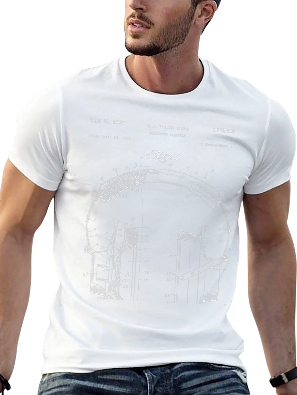 Headphones Patent Blueprint T-Shirt
