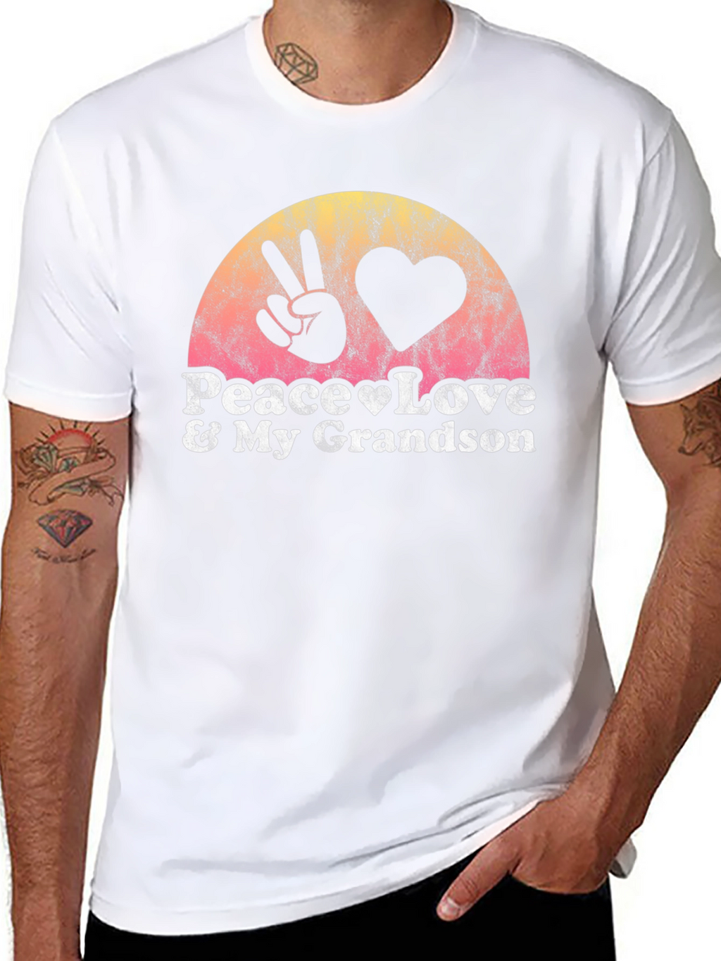 Peace Love & My Grandson Black T-Shirt