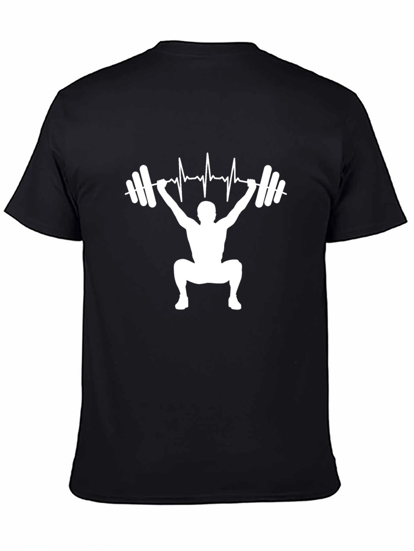 Weightlifting Heartbeat Mens T-Shirt - Black