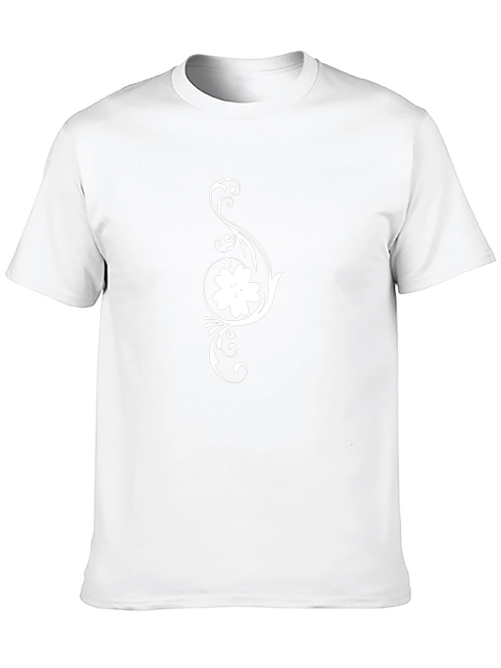 Black T-Shirt with Floral Scroll Design