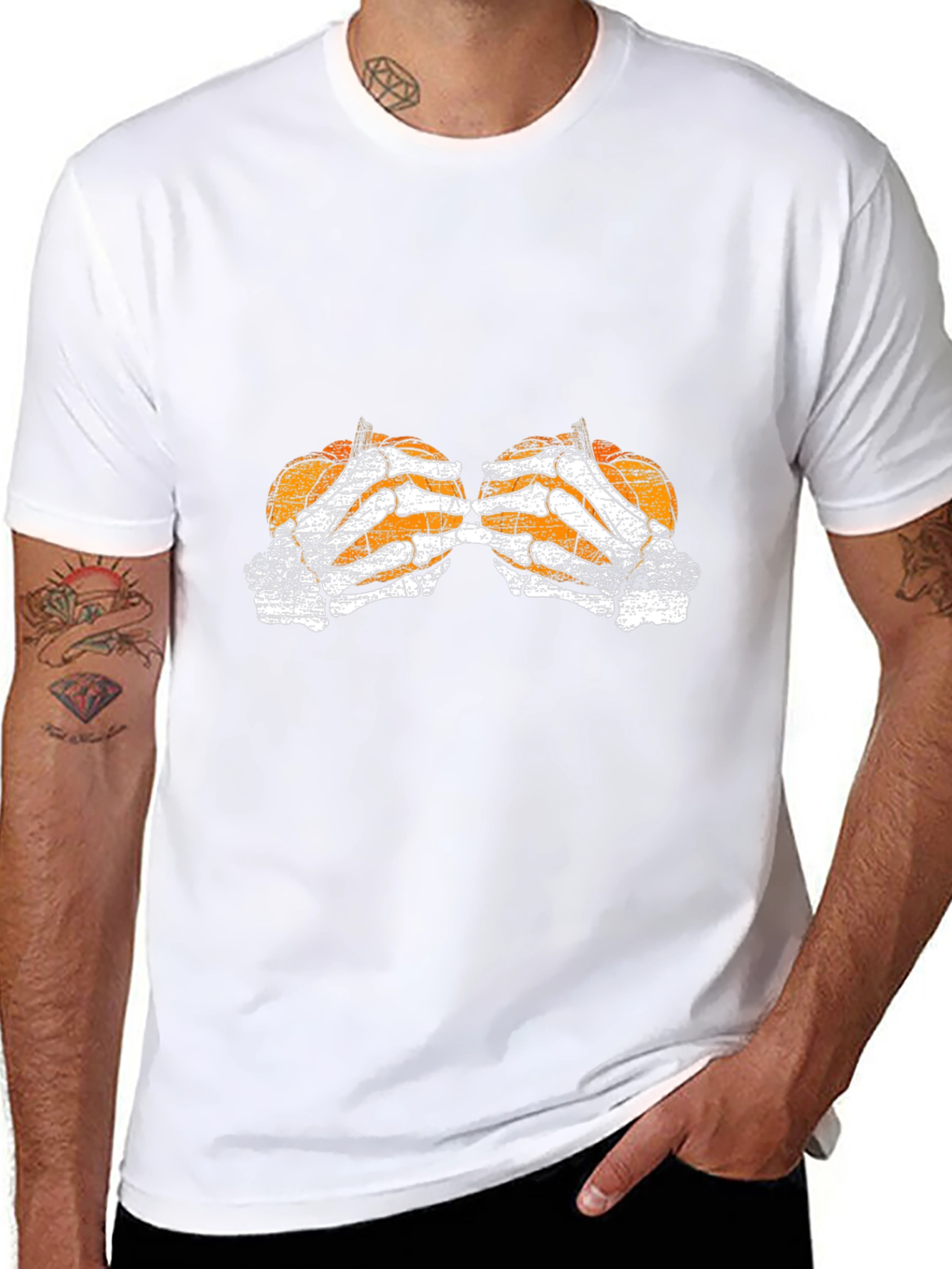 Pumpkin Skeleton Hand Halloween T-Shirt
