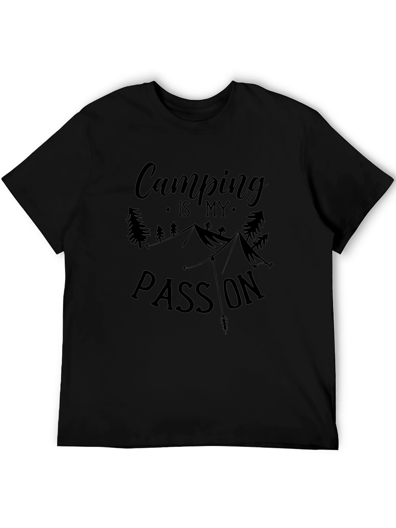 Camping is My Passion Black Graphic Tee