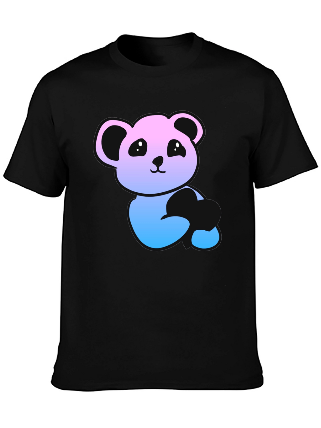 Panda Gradient Graphic T-Shirt - Mens Black Tee