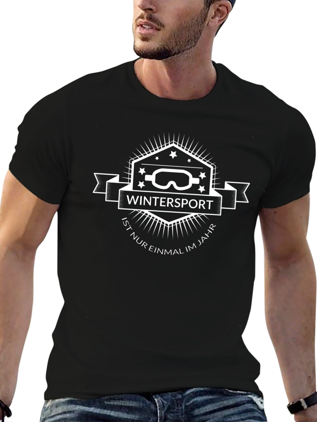 Wintersport Graphic Tee - Black Crew Neck