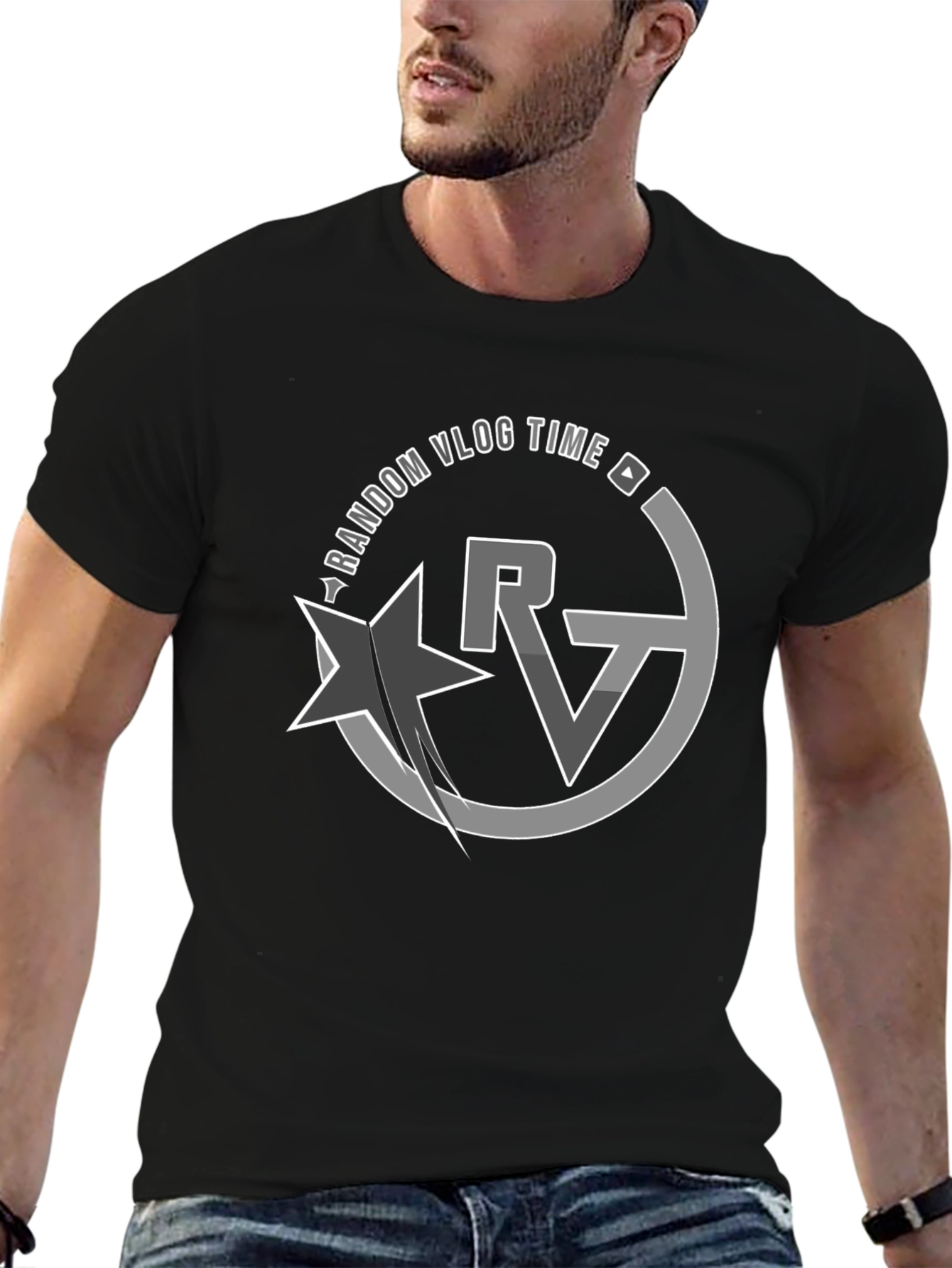 Random Vlog Time Graphic Black T-Shirt